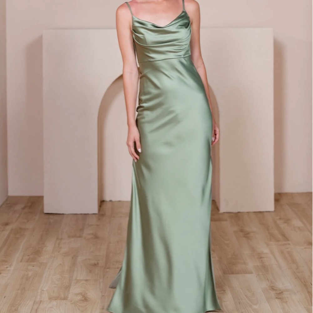 Revelry Satin Skye Dress in Silver Sage